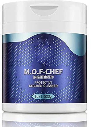 Mof Chef Detergente in Polvere, Detergente Schiumogeno in Polvere per Macchie di Olio Pesante, Detergente Smacchiatore Cucina Multiuso, Smacchiatore Ostinato e Sgrassante per Cappa, Pentole, Lavello