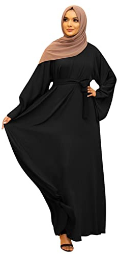 Bönkläder för kvinnor Abaya muslimska damer långärmad islamisk arabisk turkisk rock lång bönklänning solid långärmad klänning avslappnad andas golvlånga klänningar för alla årstider