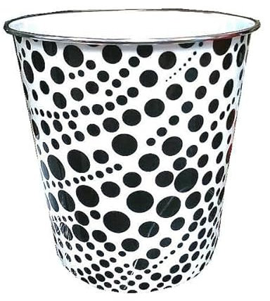 BARGAIN4ALL Plastic Basket Waste Dust Bin Round Waste Basket | Rubbish Bin for Home Office Bathroom Kitchen Garbage Container Wastebasket Dustbin 7.7 Litre (Black & Grey Daisy)