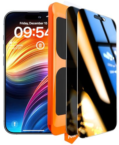 TOCOL Privacy Pellicola Protettiva per iPhone 15 6,1 Pollici, 25° Reali Anti-Spy, Rimozione Automatica Della Polvere, Copertura Completa, Senza Bolle, Durezza 9H, 2 Pezzi