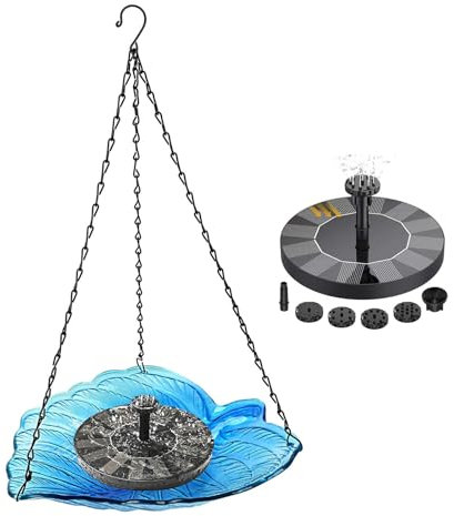 LFLIFENG Pompa Solare con Vaschetta per Uccelli Sospesa Fontana Solare Fontana con 6 Ugelli Ciotola della Fontana,Style7