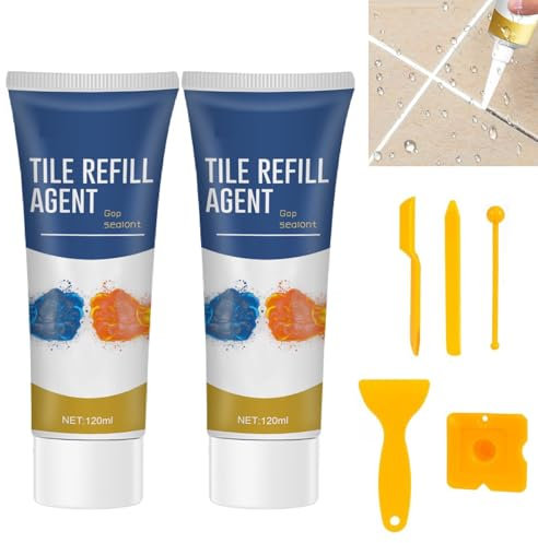Tile Grout Repair Kit, 2Pcs Grout Paint White Grout Reviver Grout Pen Cream Tile Paint For Bathroom,Fast Drying Tile Grout Paint