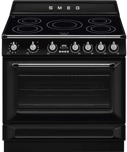 Smeg TR90IMBL Cucina Da Accosto, Linea Vittoria, 90x60 Cm, Piano A Induzione, Forno Elettrico 115 Litri, Colore Nero Lucido, Classe Energetica A
