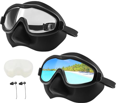 Nose Cover Swimming Goggles With Ear Plugs Attached,Swim Goggle For Adult Women,Toddlers Goggles With Box (Black)