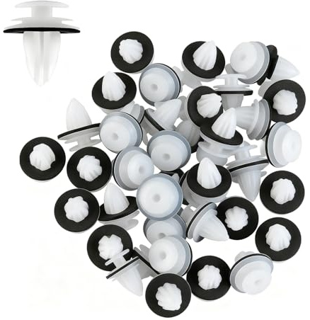 50 Pièces Clips de Fixation Automobile, Agrafes de Carrosserie Universelles en Plastique pour Panneau de Porte, Tableau de Bord, Pare-chocs, Garde-boue avec Coussinet en Éponge (Blanc)
