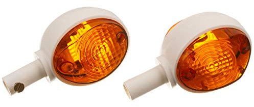 MZA Set: 2 Blinker in Weiß mit orangenem Glas - Simson KR51/1 Schwalbe, KR51/2 Schwalbe, SR4-2 Star, SR4-3 Sperber, SR4-4 Habicht, MZ ES