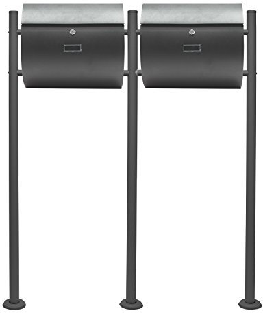 Buzón Kit de pie Soporte Correo Postal Cartas V17 Antracita Acero Decorativo Doble
