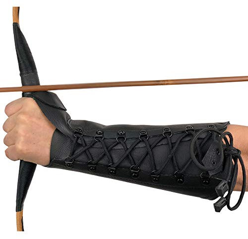 longbowmaker 12.2 Zoll Schwarzer Bogenschießen Armschutz Armschoner aus Leder Bogensport Zubehör