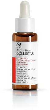 Collistar Attivi Puri Vitamin C Serum + Alpha Arbutin Face Drops for Anti-Ageing Moisturising Effect, Also for Sensitive Skin, Free from Silicones, Alcohol and Dyes, 30 ml