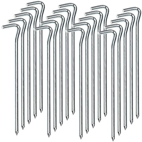 Semptec Urban Survival Technology Heringe: 20er-Set XL-Stahl-Zelthaken für alle Bodenarten, 21 cm lang, 6 mm dick (Zelthaken Heringe, Zelt, Erdspiess)