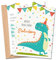 MeinBaby123® 10 Einladungskarten Kindergeburtstag Jungs | süße Geburtstagseinladungen für Kinder | Dinosaurier Einladungskarten | inkl. 10 Briefumschläge | Premium Qualität (Dino V2)