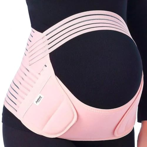 ZiaWorld 4 in 1 Pregnancy Support Belt Maternity Belt Lightweight Abdominal Binder Pregnancy Belt Belly Bands for Pregnant Women - Relieve Back, Pelvic, Hip Pain (Pink, XXL)