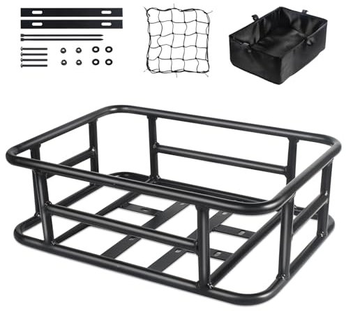 EBKAROCY Hinterradkorb – Großer Hinterradträger mit Gepäcknetz und Innenfutter, Fahrradkorb, perfekte Halterung für Erwachsene, E-Bike