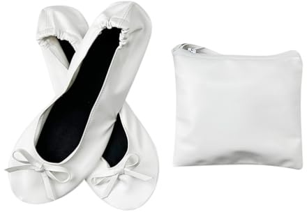 Minetom Ballerines Pliables Femmes Filles Confortable Pantoufle de Ballet Décontractées Plates Flats Danse Chaussures avec Sac A Blanc 36/37 EU