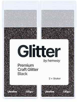 Hemway Craft Glitter Shaker Black 130g x2 Pack Ultrafine | for Resin & Epoxy Crafts, Christmas Art Supplies, Nail, Body, Face, Eye, Festival, Crafting, Slime, Sparkle