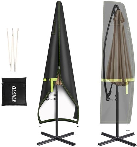 QLSXLB Housse Parasol Déporté, Tissu Oxford 420D Housse de Protection pour Parasol 265x40/70/50cm, Bâche Parasol de Jardin Exterieur avec Fermeture éclair Perche Télescopique - Noir