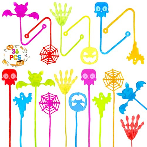 TOPJOWGA Halloween Klatschhand Kinder, 36 Stück Glibber Klebehand Spielzeug, Bunte Glibberhand Mitgebsel, Pinata Füllung Party