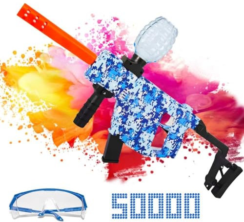 Gel Blaster,Elektrospielzeug Mit 5000 Harzkugeln&Schutzbrille,Maximale kinetische Energie 0,4 JGeburtstage,Partys,Ostern,Outdoor-Shooting&Teamspiele Und Erwachsene,Entdecke Die Spannung! (Blau)