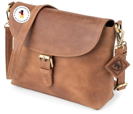 Berliner Bags Vintage Umhängetasche Catalina, Mittelgroße Crossbody Bag aus Leder, Schultertasche mit Magnetverschluss, Handtasche für Damen - Braun
