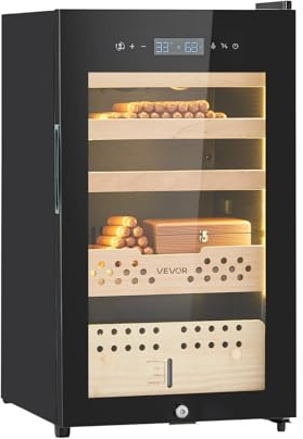 VEVOR Humidor Elettrico per Sigari da 70 Litri, Capacità 400 pezzi, Humidor per Sigari con Raffreddamento a Compressore, Armadio 4 Livelli, Controllo Costante di Umidità e Temperatura