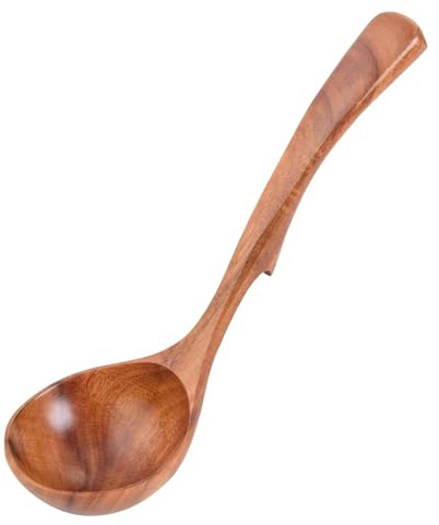 Wooden Spoons for Cooking, Wooden Ladle for Soup, Heat Resistant Cooking Spoon with Back Hooks, Natural Wooden Utensil Set for Cooking, Serving, Stirring, Non-Stick Pans, Kitchen Utensil Essentials