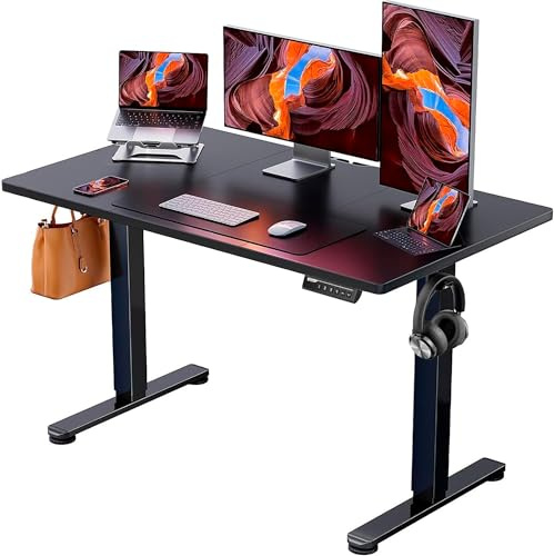 ErGear Scrivania Regolabile in Altezza, Scrivania Regolabile da Stazione in Piedi con Pannello Smart a 4 Memorie e Tavola Splice (120 x 60 cm, Nero)