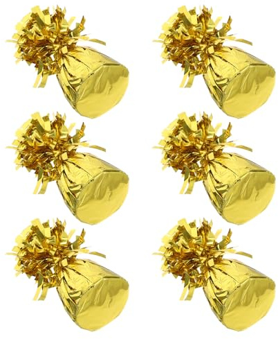 WEKADRIN 6 Pezzi Pesi Metallici per Palloncini in Plastica Avvolta Accessori Decorativi per Archi e Centrotavola Pendenti per Feste e Anniversari Riutilizzabili Colore Oro