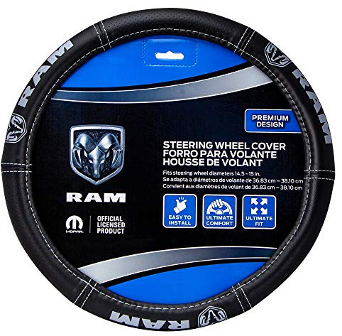 Plasticolor 006697R25 Ram Deluxe Elite Steering Wheel Cover - Gray Logo