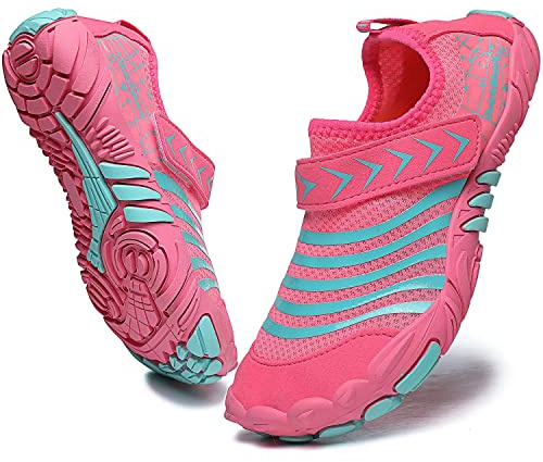 Quickshark Kids Water Shoes Boys Girls Barefoot Aqua Socks Lightweight Quick Dry Sandals Slip On Walking Sneakers for Beach Pool Swim A Pink 2 Big Kid