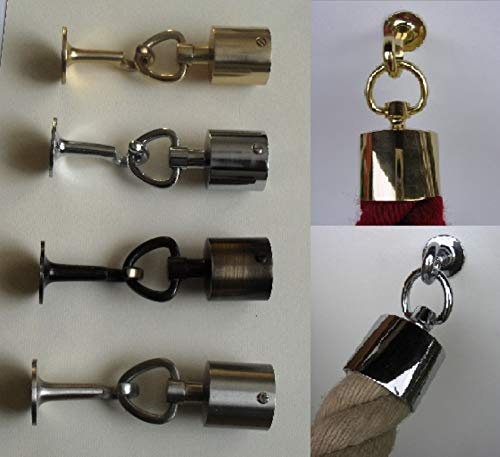 Messing Seilendkappe mit Ring und Haken Ø30 / Ø40 mm in diversen Farben Seilabschluss Seilkappe Handlaufseile (Für Ø30 mm Seil, matt vernickelt edelstahlfarbig)