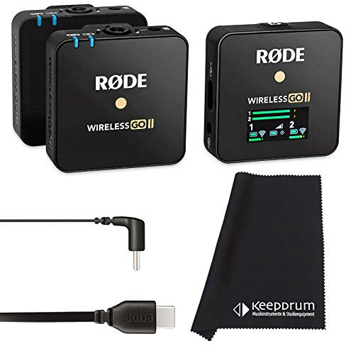 Rode Wireless GO II 2-Kanal Mikrofon-Funksystem + SC16 USB-C-zu-USB-C-Kabel + keepdrum Mikrofasertuch