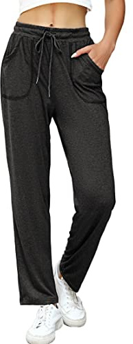 iClosam Pantalón Chándal Mujer Algodón Pantalones Deportivos Largos Jogger | Bolsillos Laterales, Cintura Elástica, Cordón Ajustable, Pierna Recta, Tejido Transpirable, Corte Relajado, Yoga, Ocio