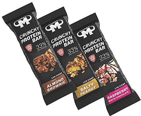 Mammut Nutrition Crunchy Protein Bar mit 15 g Protein und nur 1,3 g Zucker - MIX BOX - Almond Brownie, Salty Peanut & Rasberry White Chocolate - 12er Pack (12 x 45 g)