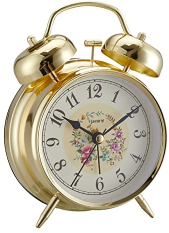 rjuwurv 4 Loud Alarm Twin Bell Alarm Clock, Night Light, Desk Clock Table Alarm Clock Bedroom Alarm Clock(Golden Rural)