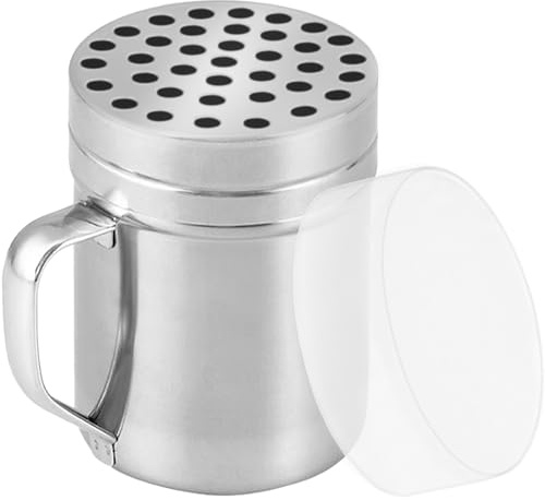 CUSINIUM 6oz Metal Parmesan Cheese Shaker with Large Holes - With Handle - Chili Flakes Dispensers - Pizza Shaker | Style: Coarse