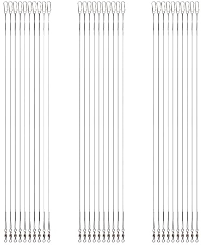 30 Piezas de Línea Líder Pesca, Cable Líder de Acero Inoxidable de 23,5cm con Hebilla Giratoria Señuelo o Anzuelo de Conexión de Aparejos de Pesca, para Agua Salada y Agua Dulce (Negro)