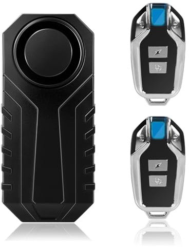 Fahrrad Alarmanlage mit Fernbedienung, 113dB Alarmanlage Fahrrad Diebstahlsicherung für Motorräder, Anhänger, Empfindlichkeit Mit 7 Stufen (2 Fernbedienungen Inbegriffen)