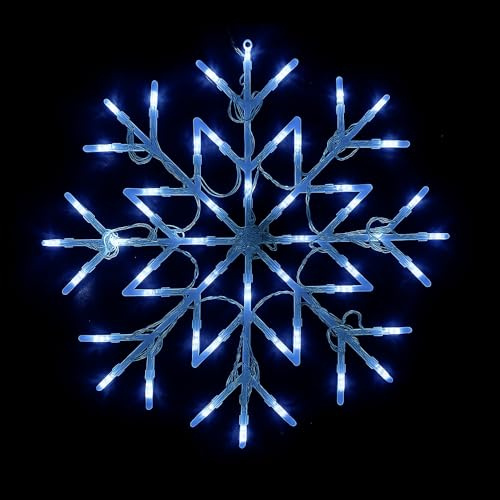 BURAKH 50 luces LED de copo de nieve para ventana, decoración del hogar, fiesta, Navidad, decoración festiva, estrella, Navidad, Año Nuevo, fiesta, oficina, decoración (blanco frío)