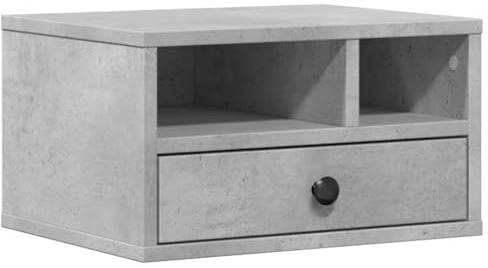 vidaXL Supporto Stampante Grigio Cemento 40x32x22,5 Legno Multistrato, supporto stampante con cassetto, supporto per computer, tavolo per stampante