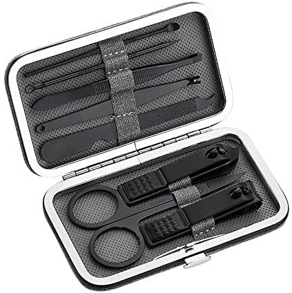 set cortauñas, Juego de cortaúñas de 8 Uds., tijeras profesionales portátiles de acero inoxidable, juego de herramientas for uñas, caja recortadora, kit de cortador de manicura y cuidado de uñas