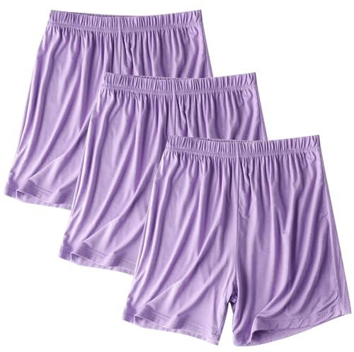 Keepink 3 Pcs Women's Shorts Pyjama Bottoms Pj Shorts for Women Multipack Plain Modal Pyjama Shorts Women Sleeping Shorts Lounge Casual Pants for Sports Workout Large Size S-4XL Cheap