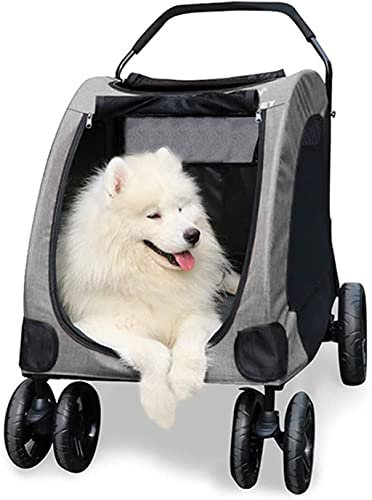 Hundebuggys, Hundekinderwagen, Buggy mit Rädern, großer Haustierbuggy, hochwertiger, robuster Hunde-/Katzen-/Haustierkinderwagen, Reisewagen, Tragkraft 50 kg (hellgrau) (hellgrau)