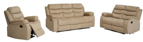 HTI living Sofagarnitur Mokka Kirwall Couch Zweisitzer Sessel mit Fußstütze