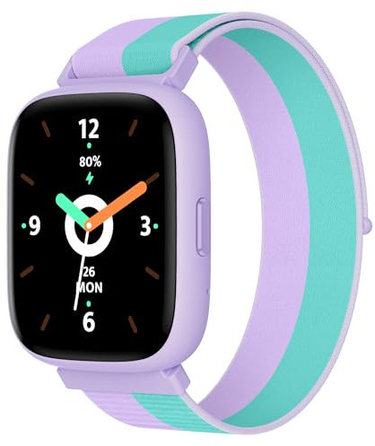 BIGGERFIVE Smartwatch Kinder, 1,8 Fitness Uhr Schrittzähler, 24/7 Puls, IP68 Wasserdicht, Schlafmonitor, Wecker, 5 Puzzlespiele mit/ohne App, Fitness Tracker für Mädchen Teens 5–16, Nylon