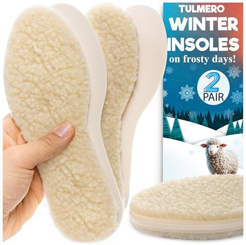 Lot de 2 paires de semelles intérieures en peau d'agneau - Semelles chauffantes pour chaussures, semelles chaudes en fourrure - Semelles thermiques en laine et mousse de latex - Semelles d'hiver -