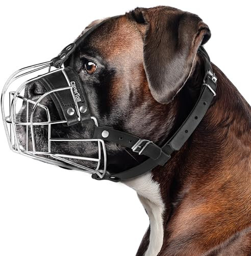 CleverTail Maulkorb aus Metall für Boxer-Hunderasse – bissfester Boxer-Maulkorb für mittelgroße und große Hunde – Stahldrahtkorb Maulkörbe für Hunde, Englische Bulldogge, amerikanische Bulldogge usw.