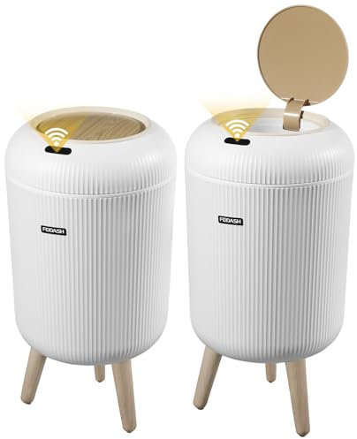 VZZNN 2 Pack Automatic Motion Sensor Trash Cans, 3 Gallon / 11L Touchless Trash Bins with Removable Legs, Slim Waterproof Design for Bathroom, Kitchen, Bedroom, and Office - White