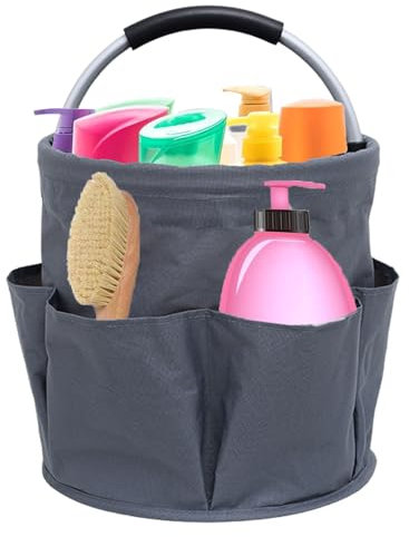 Borsa Organizer Pieghevole,28*28 Cm,Sacca Porta Attrezzi Borsa Portaoggetti Per La Casa,Cestino Porta Attrezzi Con 6 Tasche Esterne,Adatto Per Uso Interno Ed Esterno, Pulizia, Campeggio (grigio Scuro)