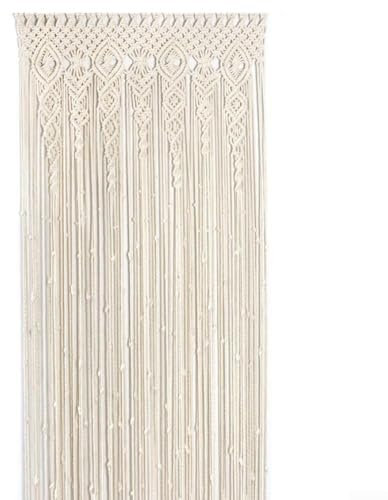 GLFLOW Handgewebter Makramee-Türvorhang, Wandbehang für Hochzeit, Fenster, Tür, Dekoration, 90 x 180 cm, Beige (100 x 200 cm)