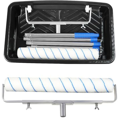 Juego de rodillos de pintura, rodillos de pintura y bandejas, con 2 fundas de rodillo de pintura de 18 pulgadas, poste de extensión de rodillo de pintura, juegos de rodillos para pintar, rodillo de